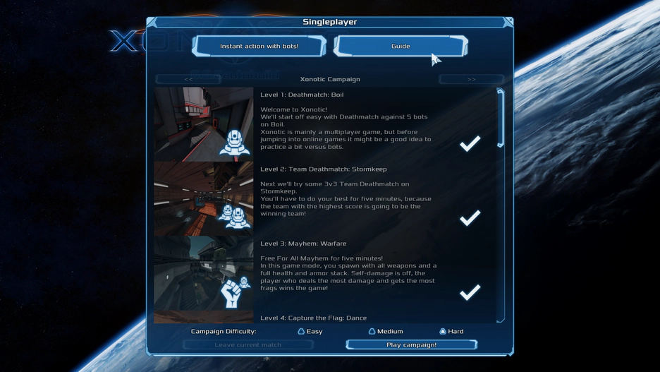 Guide location in the menu