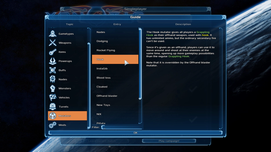 Hook mutator guide entry